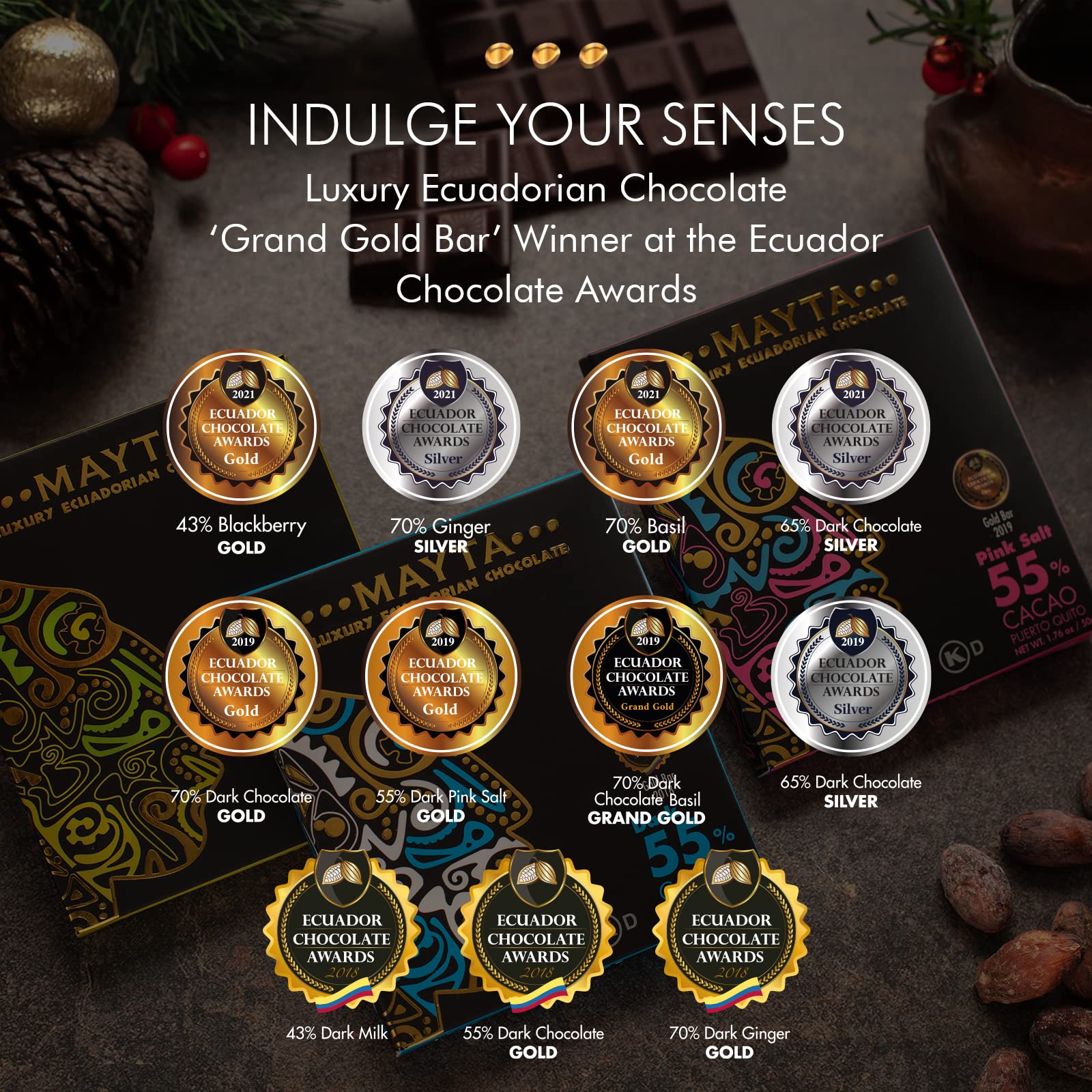 Mayta Gourmet Dark Chocolate Bars 55% Cacao with Passion Fruit - Ecuadorian Fine Aroma Cocoa - Exotic Fruit Chocolate Gift - 12 Pack (50g Each) for Gifting, Dessert Pairing & Gourmet Snacking