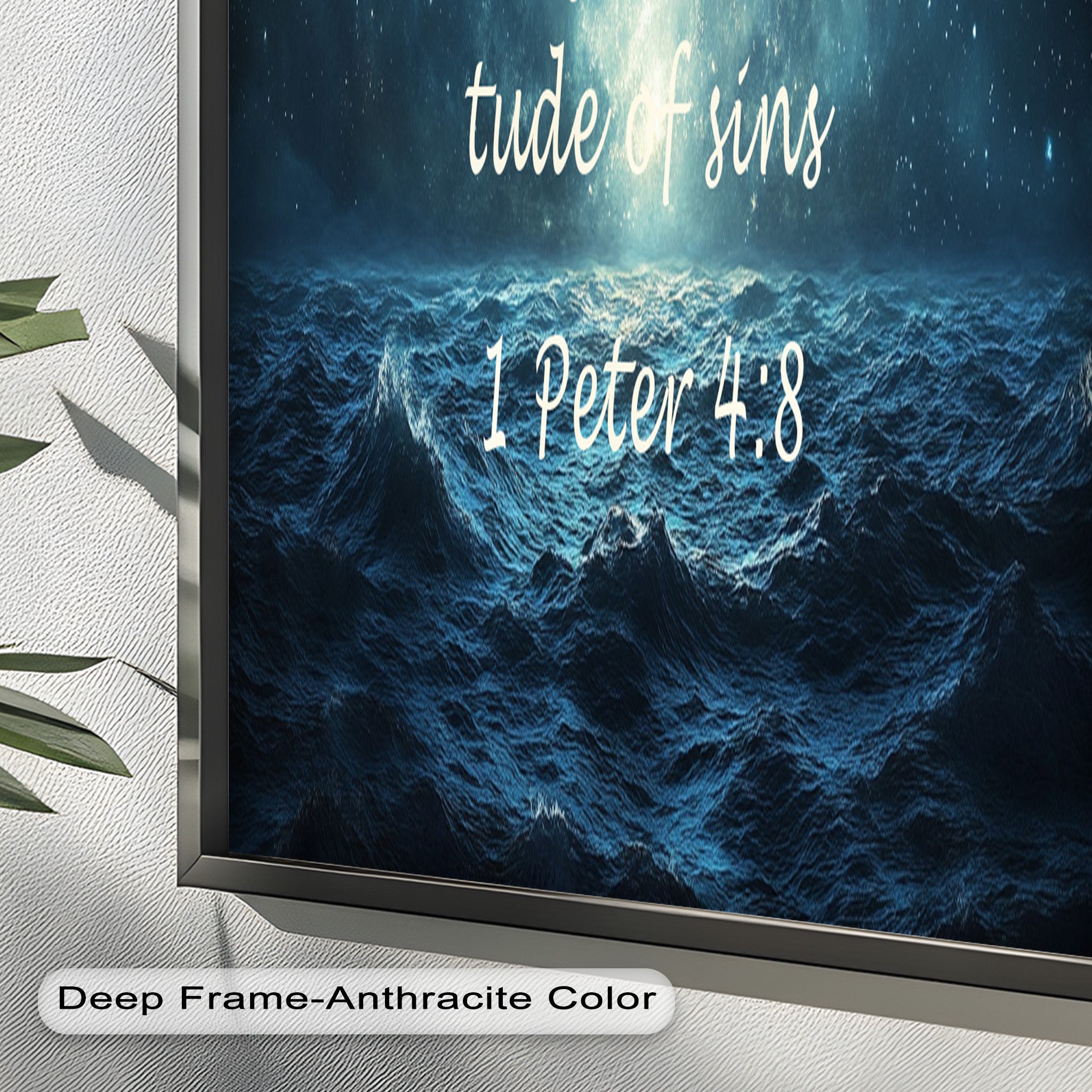 1 Peter 4:8 Love and Forgiveness Bible Verse Oil Painting - Christian Home Decor, Religious Wall Art, Gift for Baptism & Weddings
