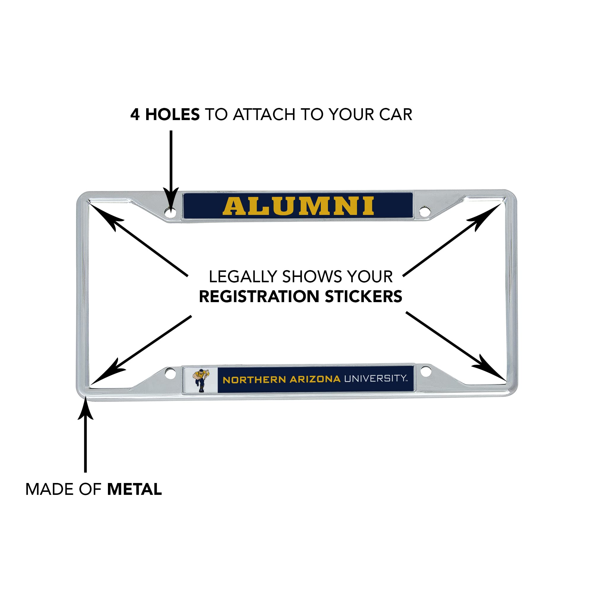 Northern Arizona University Alumni Metal License Plate Frame - 2 Pack for Front or Rear Car - Desert Cactus Design | Perfect for Graduation Gifts & School Pride Accessories