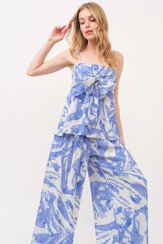 Abstract Print Smocked Tied Babydoll Top for Women - Flowy Summer Blouse for Casual Outings & Beach Vacations