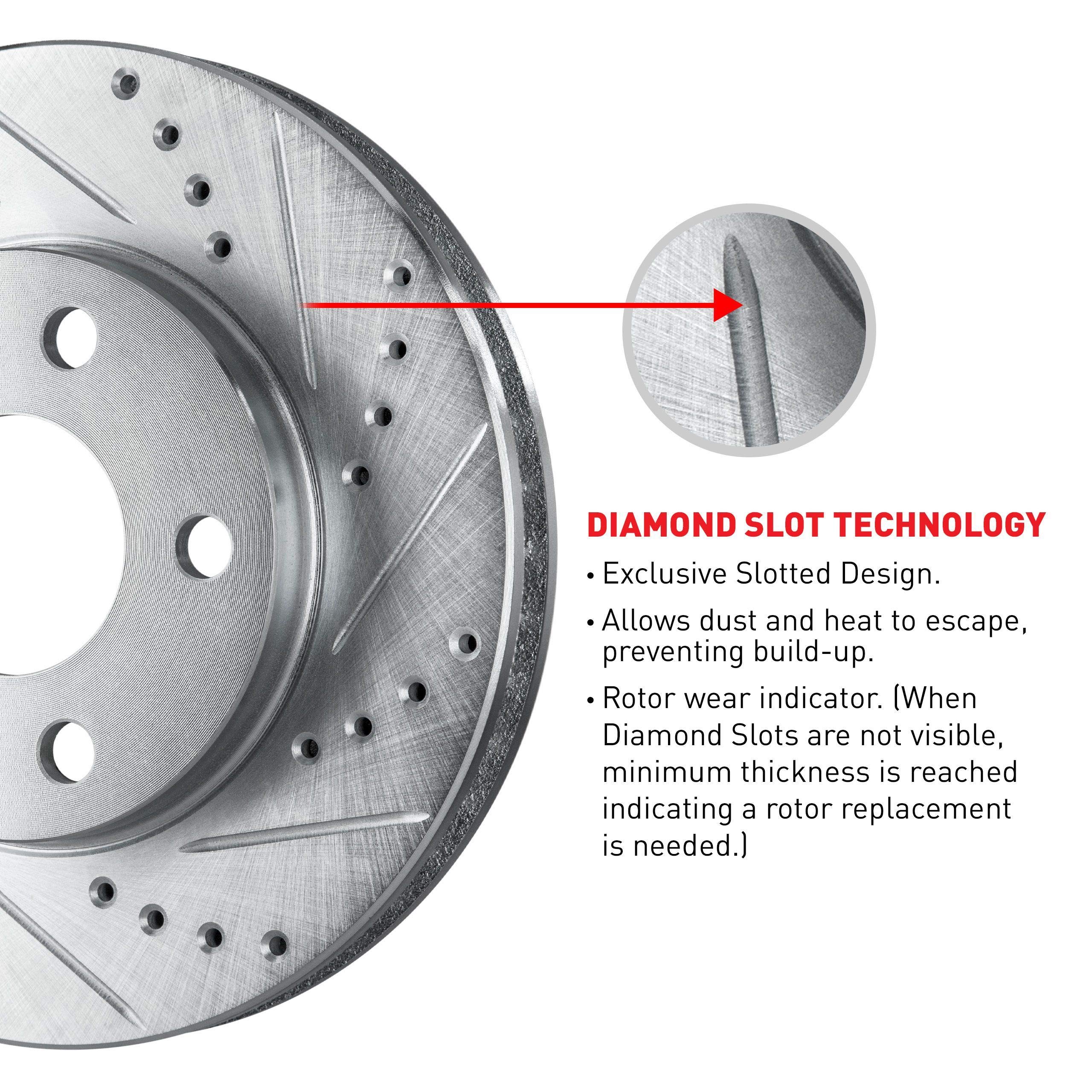 R1 Concepts eLINE Series Front & Rear Drilled & Slotted Brake Rotors for 2006-2013 VW CC Golf R Passat R32 | High Performance Braking for Street & Track Use
