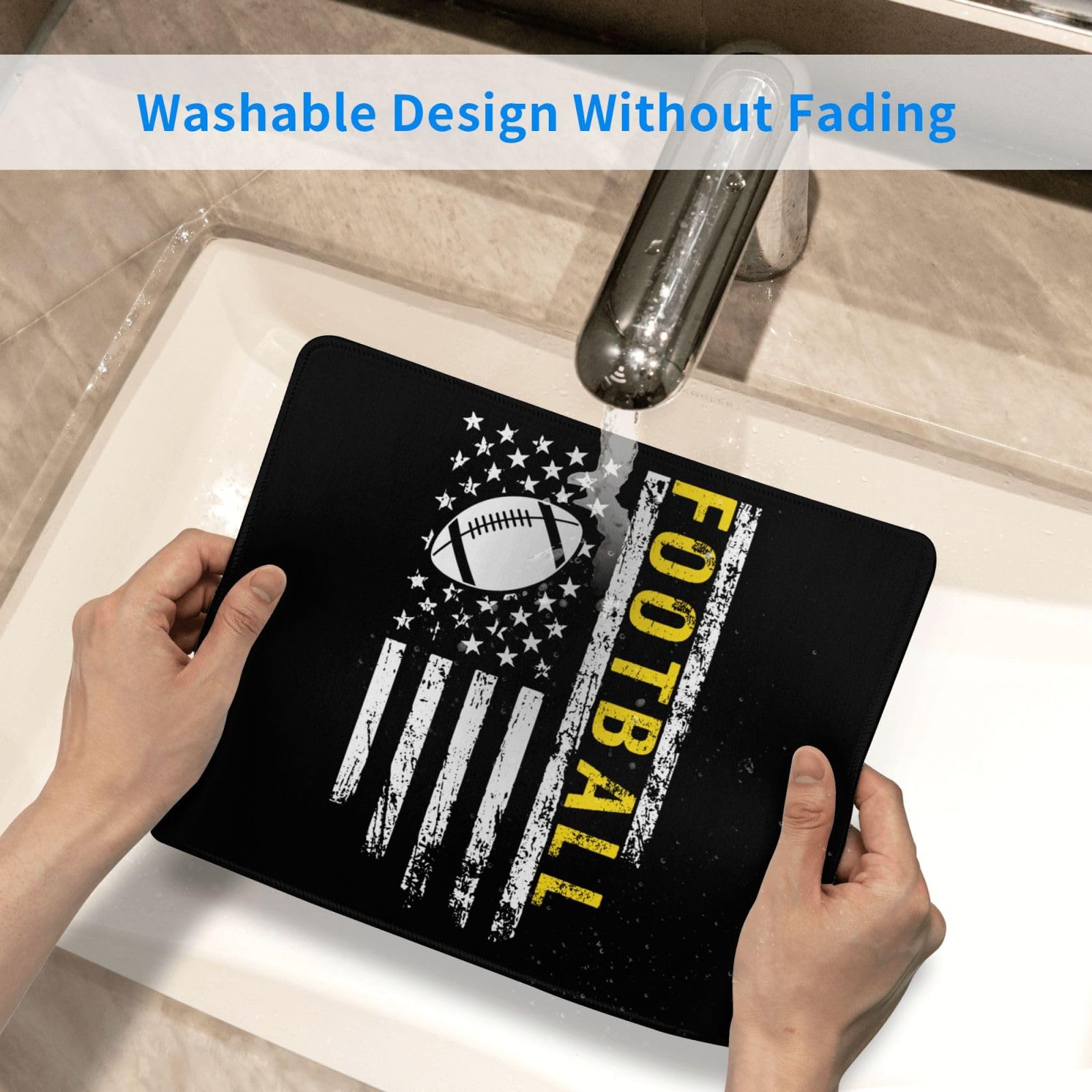 SIYTUAU American Football USA Flag Mouse Pad - Waterproof, Non-Slip Rubber Gaming Mousepad (10x12 in) for Laptop & Office Use - Perfect for Sports Fans, Gamers & Workstations