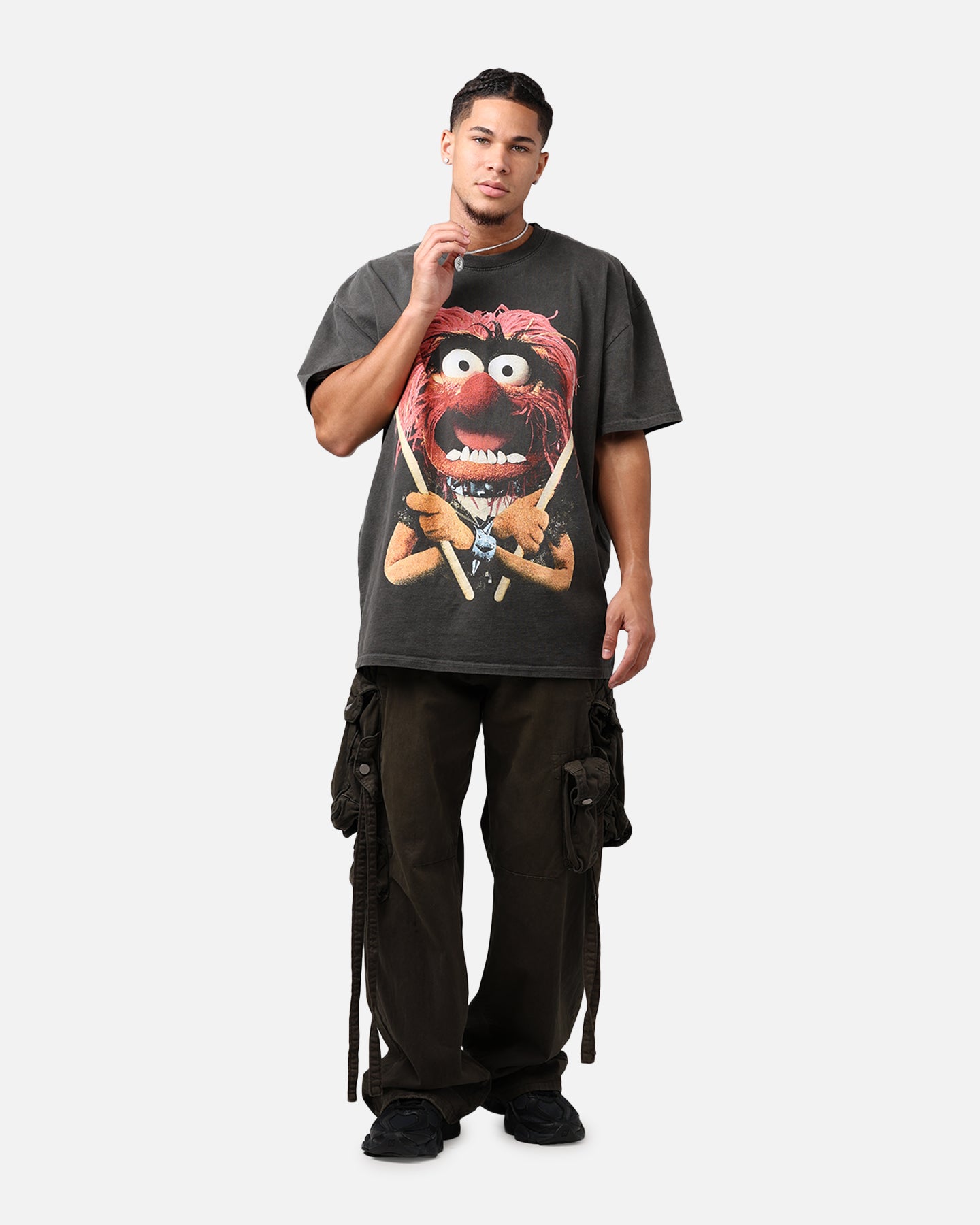 Vintage Disney The Muppets Animal Graphic T-Shirt - Black Heavyweight Cotton Tee for Men & Women - Perfect for Casual Wear, Concerts, and Disney Fan Gifts