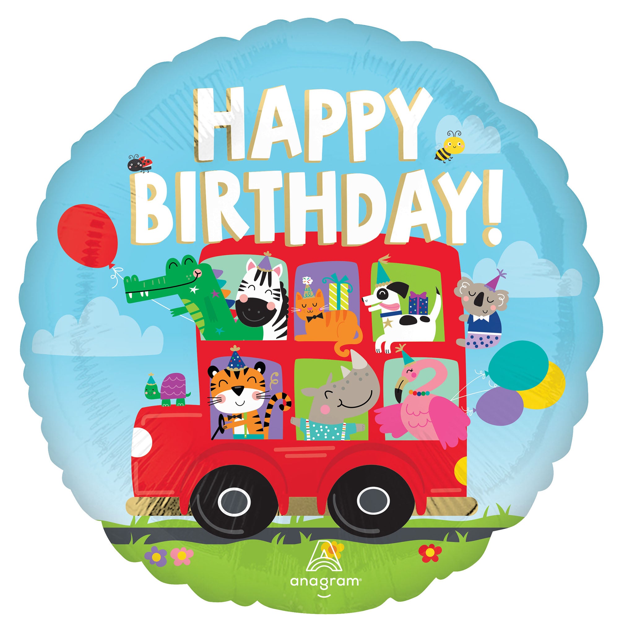 45cm Standard HX Party Bus Birthday Foil Balloon - Perfect for Birthday Parties, Baby Showers & Celebrations - Decorate Your Party Bus Theme Events