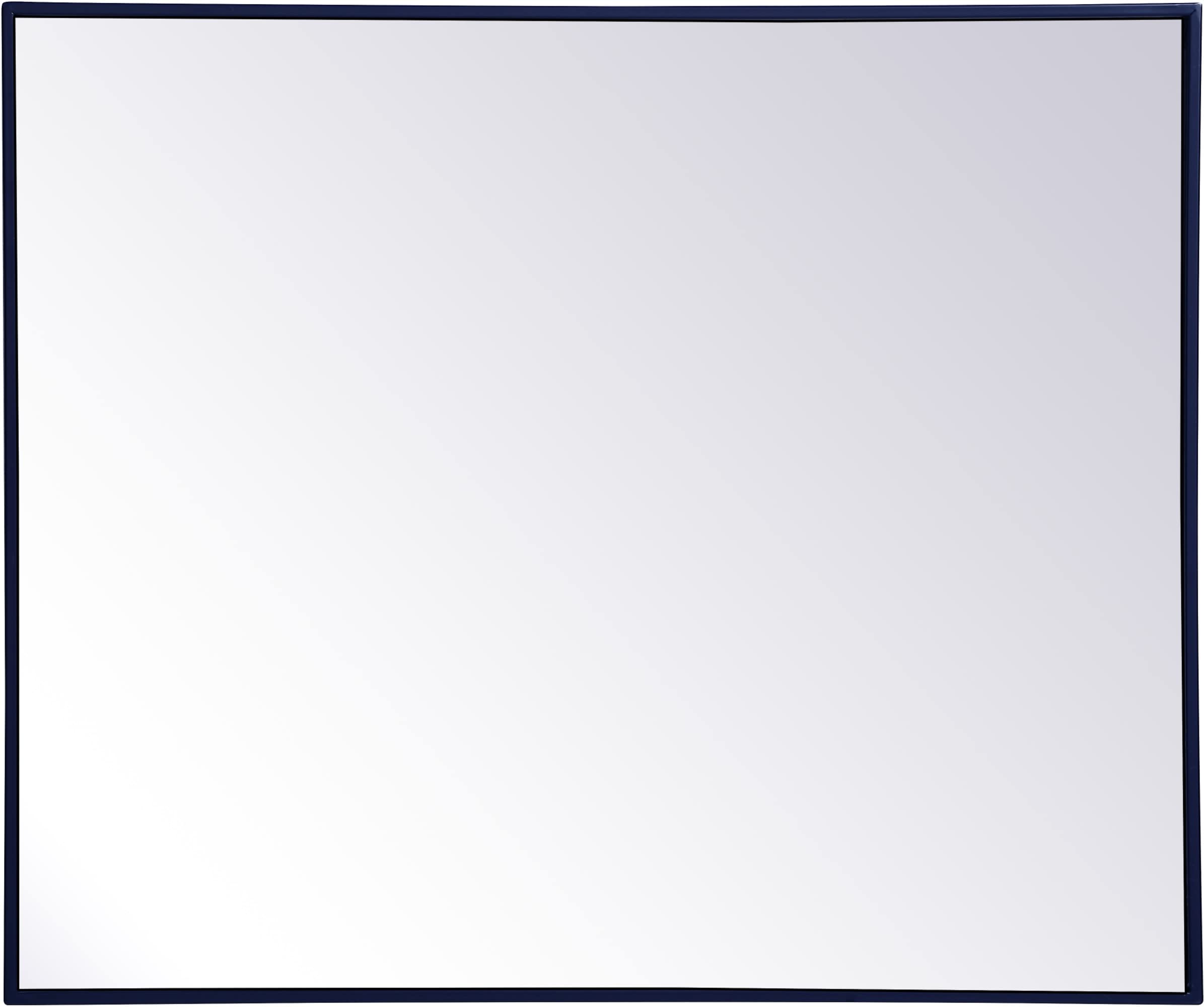 30x36 Inch Blue Metal Frame Rectangle Wall Mirror - Elegant Home Decor for Living Room, Bedroom & Bathroom