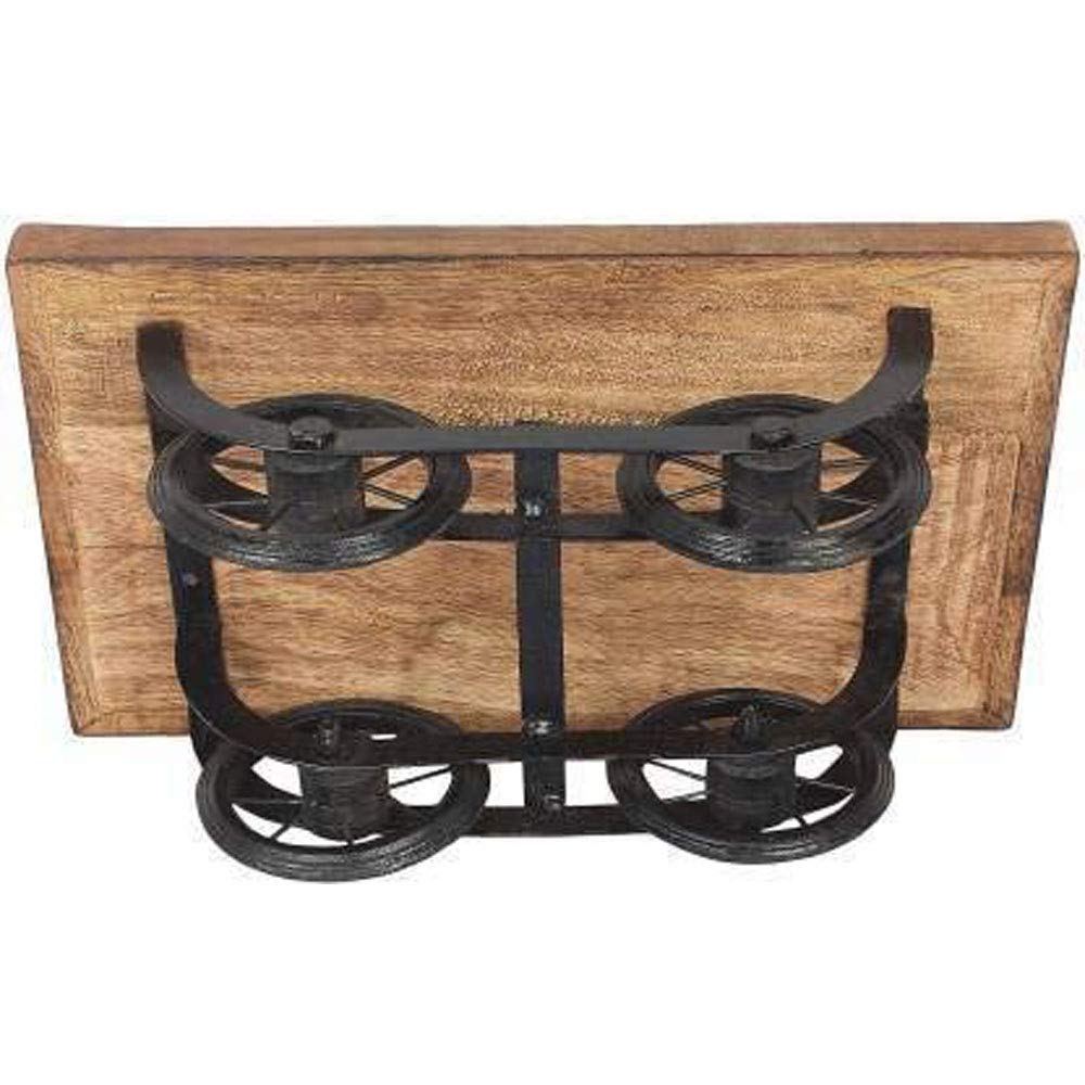 Sharvgun 4-Wheel Wooden Snack Serving Tray Cart - Brown Tea & Snack Platter Trolley for Parties, Cafes, and Home Entertaining
