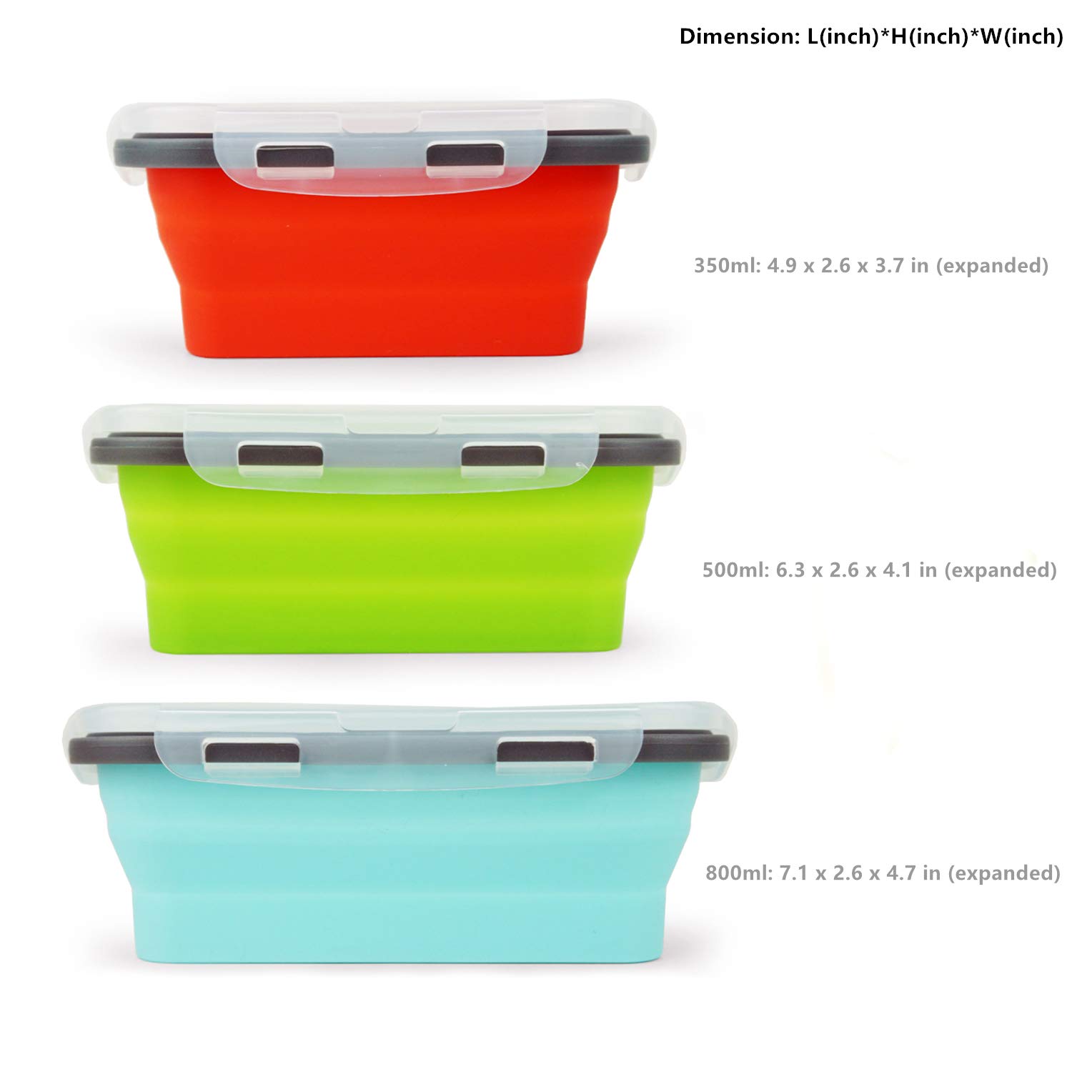 Eco-Friendly Reusable Silicone Food Storage Containers Set of 3 - Collapsible, Airtight Silicone Bowls for Meal Prep, Camping & Travel - Perfect for Picnics, Office Lunch & Outdoor Adventures