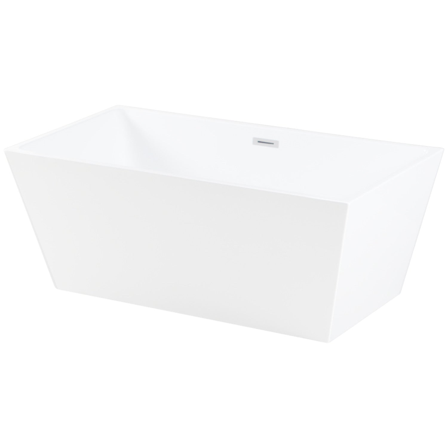 Aqua Eden 59-Inch Freestanding Acrylic Bathtub - Rectangular Double-Ended Soaking Tub with Drain, Glossy White for Luxury Bathroom & Spa Relaxation