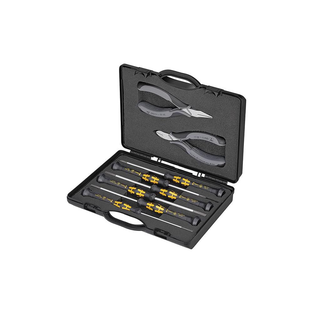ESD Safe Electronics Pliers Set - 8-Piece Anti-Static Tool Kit for Precision Work | Ideal for Circuit Board Repair, PC Building & Electronic Maintenance