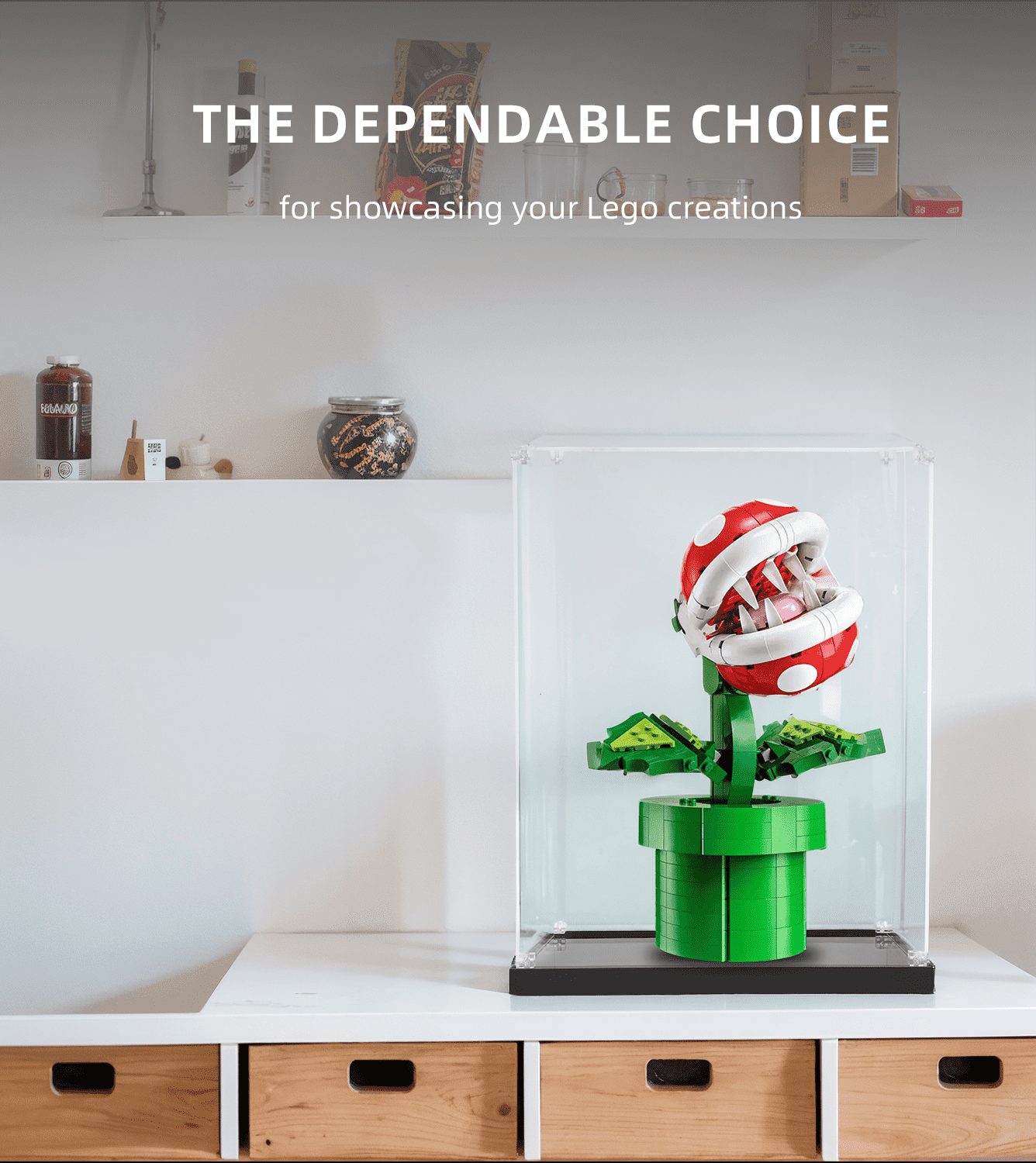 LEGO Piranha Plant 71426 Display Case - Clear Protective Cover for LEGO Super Mario Sets - Perfect for Showcasing & Protecting Your Collectible LEGO Creations at Home or Office