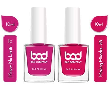 BAD COMPANY Non-Toxic Nail Polish Set - Long Lasting, Chip Resistant Nail Enamel - 2 Pack (10ml Each) - Perfect for Weddings, Parties & Special Occasions