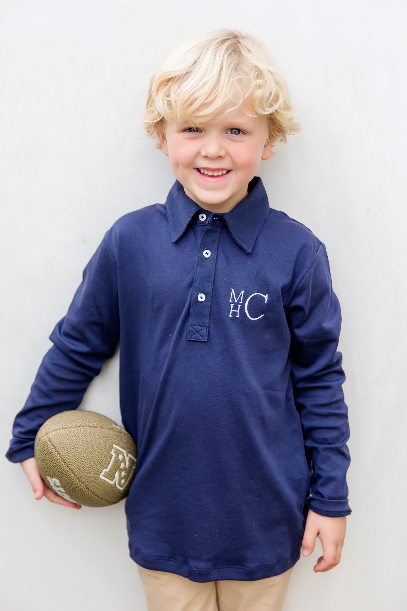 Finn Boys' Long Sleeve Polo Golf Shirt - Breathable Cotton Blend, UV Protection, Moisture Wicking - Navy Blue - Perfect for Golf, School Uniforms & Casual Wear