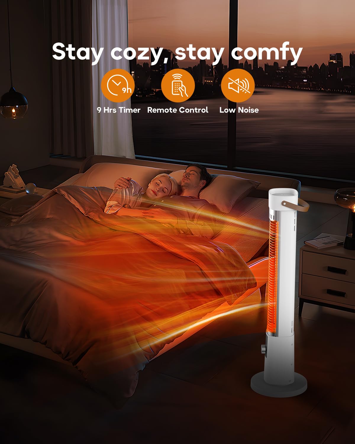 Outdoor Patio Heater & Indoor Electric Space Heater - Portable Infrared Heater with Timer & 60° Oscillation - Perfect for Backyard, Deck, Garage, and Home Heating
