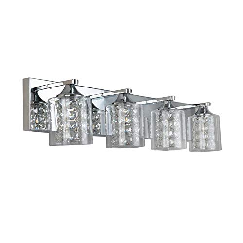 allen + roth Quinn 4-Light Chrome Modern Vanity Light Bathroom Fixture - Perfect for Contemporary Bathroom, Dressing Room & Makeup Area Lighting