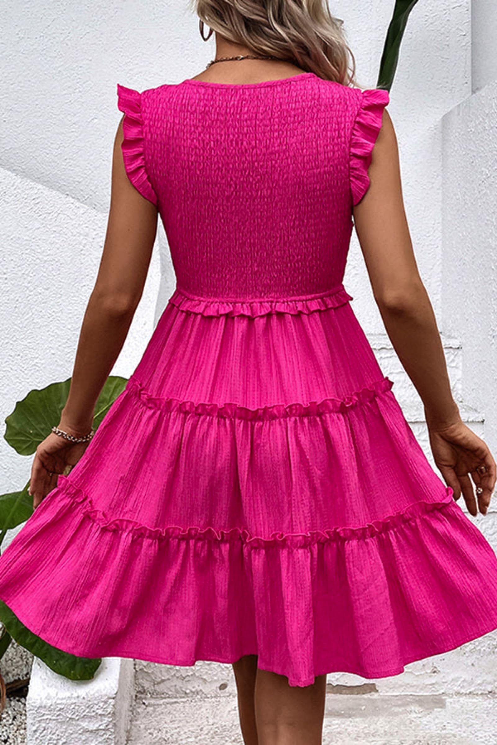 Beachsissi Women's Solid Color Cute V-Neck Casual Dress - Summer Beach Wear, Party Outfit & Everyday Comfort