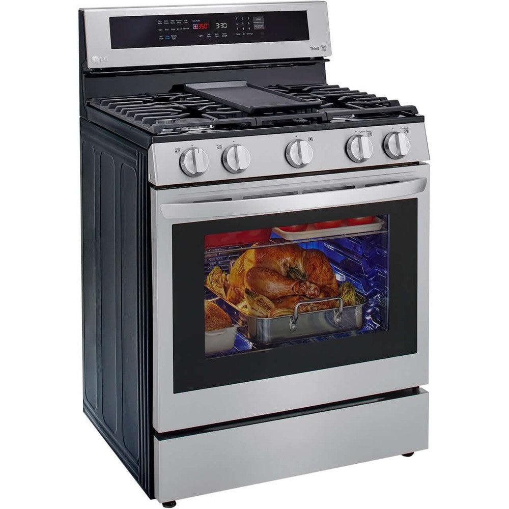 LG LRGL5825F 30-inch 5.8 Cu. Ft. Smart Gas Convection Range with AirFry & InstaView - Stainless Steel | Professional Kitchen Appliance for Baking, Roasting & Air Frying | Perfect for Home Chefs & Modern Kitchens