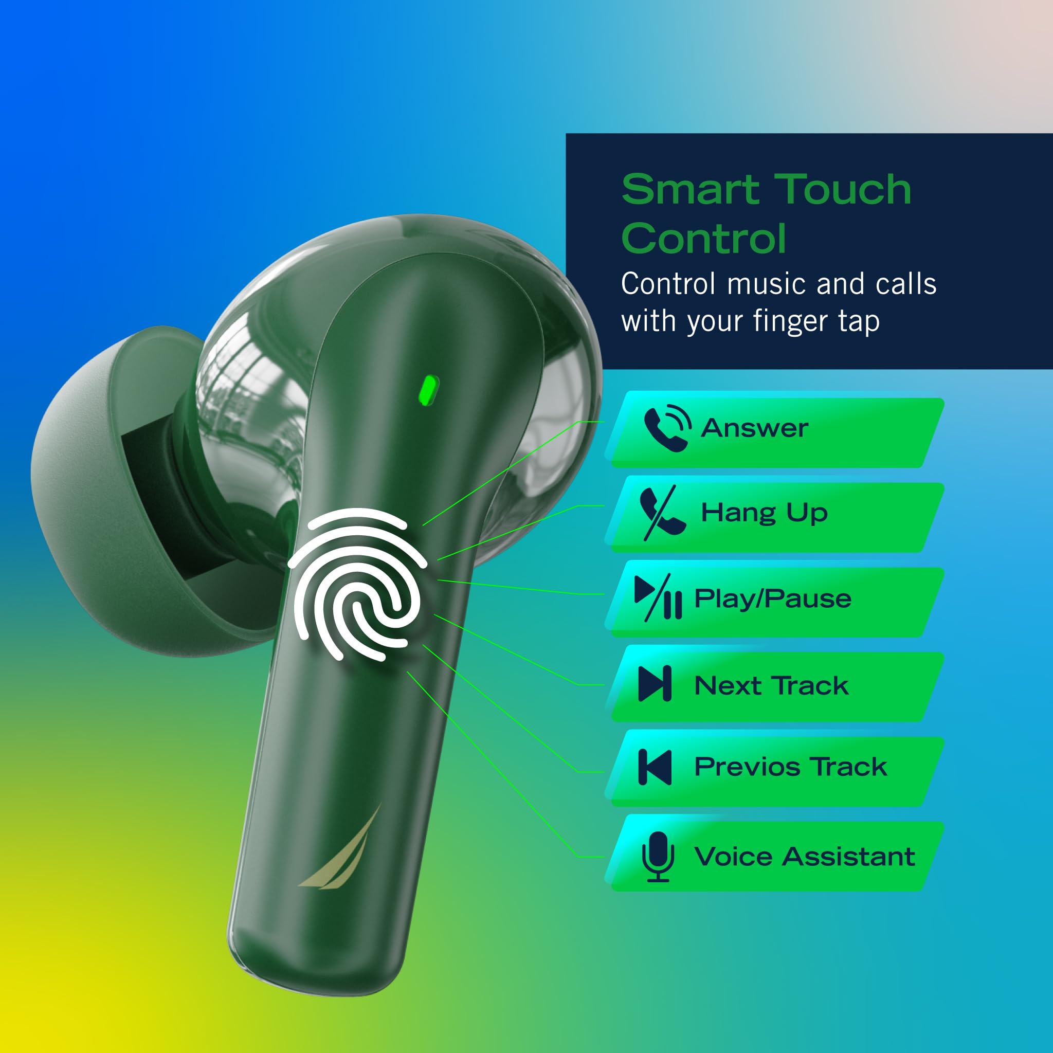 NAUTICA Wireless Earbuds Bluetooth 5.3, 16H Playtime, 4 Mics for Calls, IPX5 Waterproof - Perfect for Workouts & Commuting