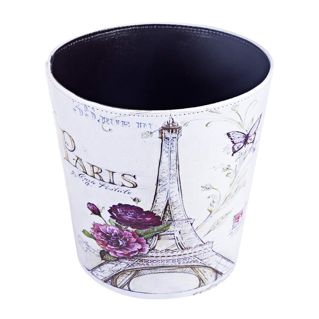 Lingxuinfo Scakbyer Waste Paper Bin - European British Style Tower Pattern Trash Can, Lidless Garbage Bin for Kitchen Bathroom Bedroom (Tower Purple Flower) | Perfect for Home Office Decor & Waste Disposal