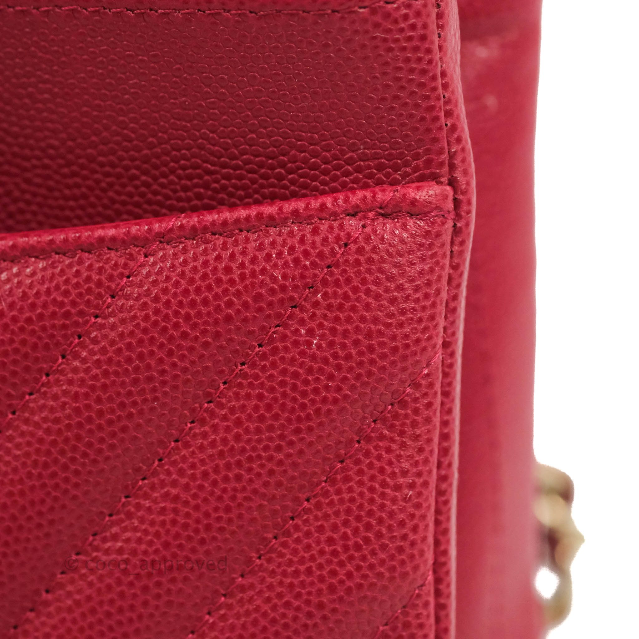 Chanel Classic M/L Medium Chevron Double Flap Bag in Cherry Red Caviar Leather with Gold Hardware - Perfect for Evening Events, Luxury Gifts & Fashionable Outfits