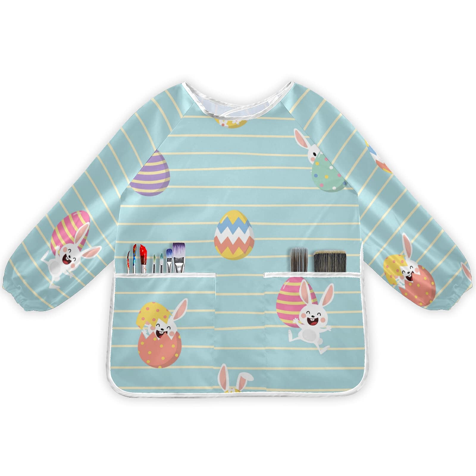 Waterproof Kids Art Smock for Ages 2-6 | Painting Apron with Cute Ears Design | Perfect for Easter Egg Decorating, Preschool Crafts & Messy Play Activities