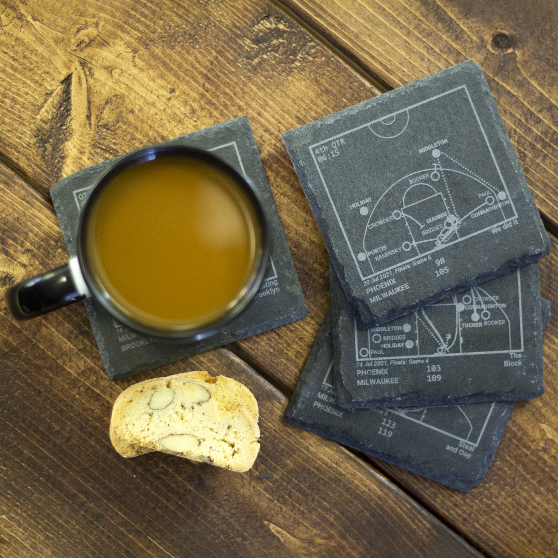 Boston Bruins Leatherette Coasters Set of 4 - Officially Licensed NHL Hockey Barware with Iconic Plays - Perfect Bruins Gift for Men, Sports Fans & Game Day Decor - Great for Home Bars, Man Caves & Sports Themed Parties