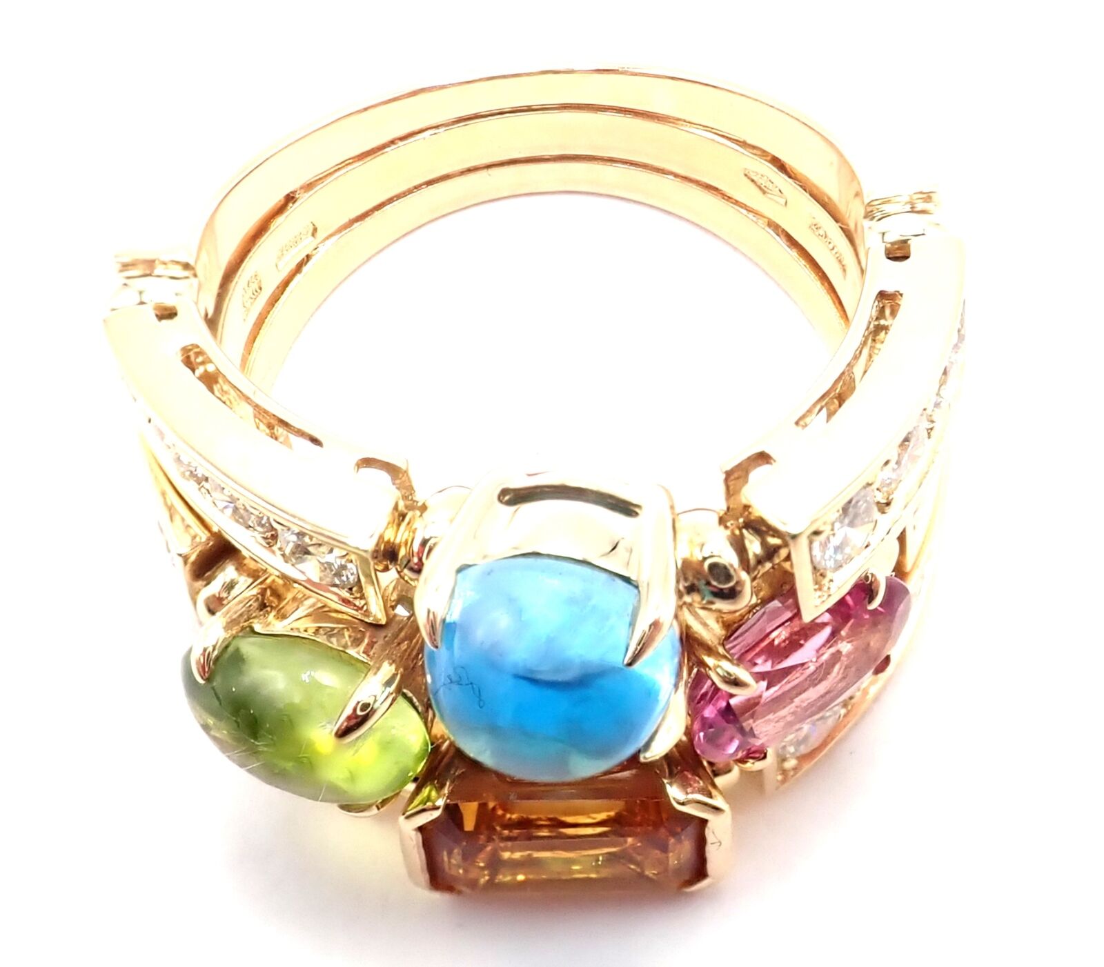 Bulgari Allegra 18K Gold Diamond Ring with Peridot, Tourmaline & Citrine Gemstones - Luxury Jewelry for Women, Perfect for Weddings, Anniversaries & Special Occasions