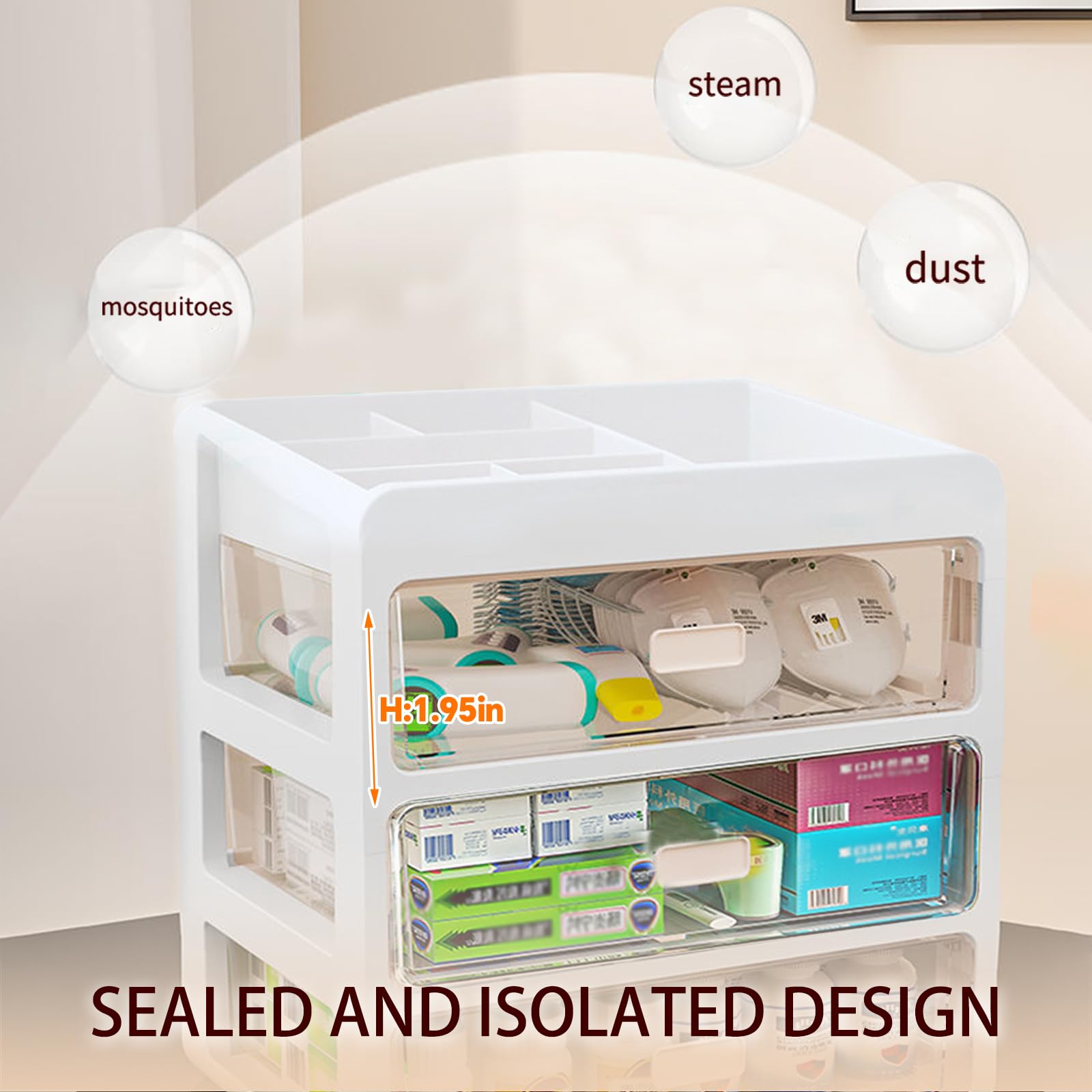 Small Plastic Storage Drawer Organizer - Multifunctional Tiny Container for Home, Office & Travel | Perfect for Cosmetics, Stationery, Medicine, Jewelry & Small Items | Compact Space-Saving Design (Slim Size)