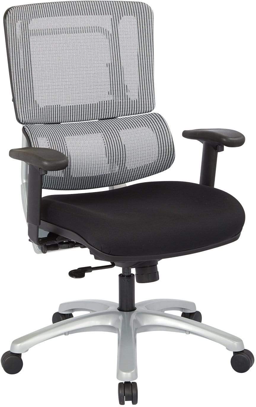 Office Star Pro Line II™ Vertical Grey Mesh Back Chair with Silver Base [99666S 30] - Ergonomic Office Chair for Home & Business Workspaces