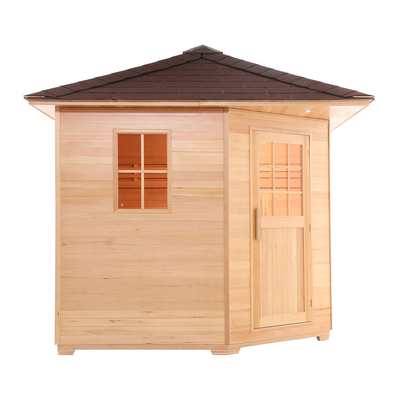 Premium Aleko Canadian Hemlock Wet & Dry Outdoor Sauna with Asphalt Roof - 9 kW ETL Certified Heater for 8 People | Perfect for Backyard Relaxation, Home Spa & Wellness Retreat