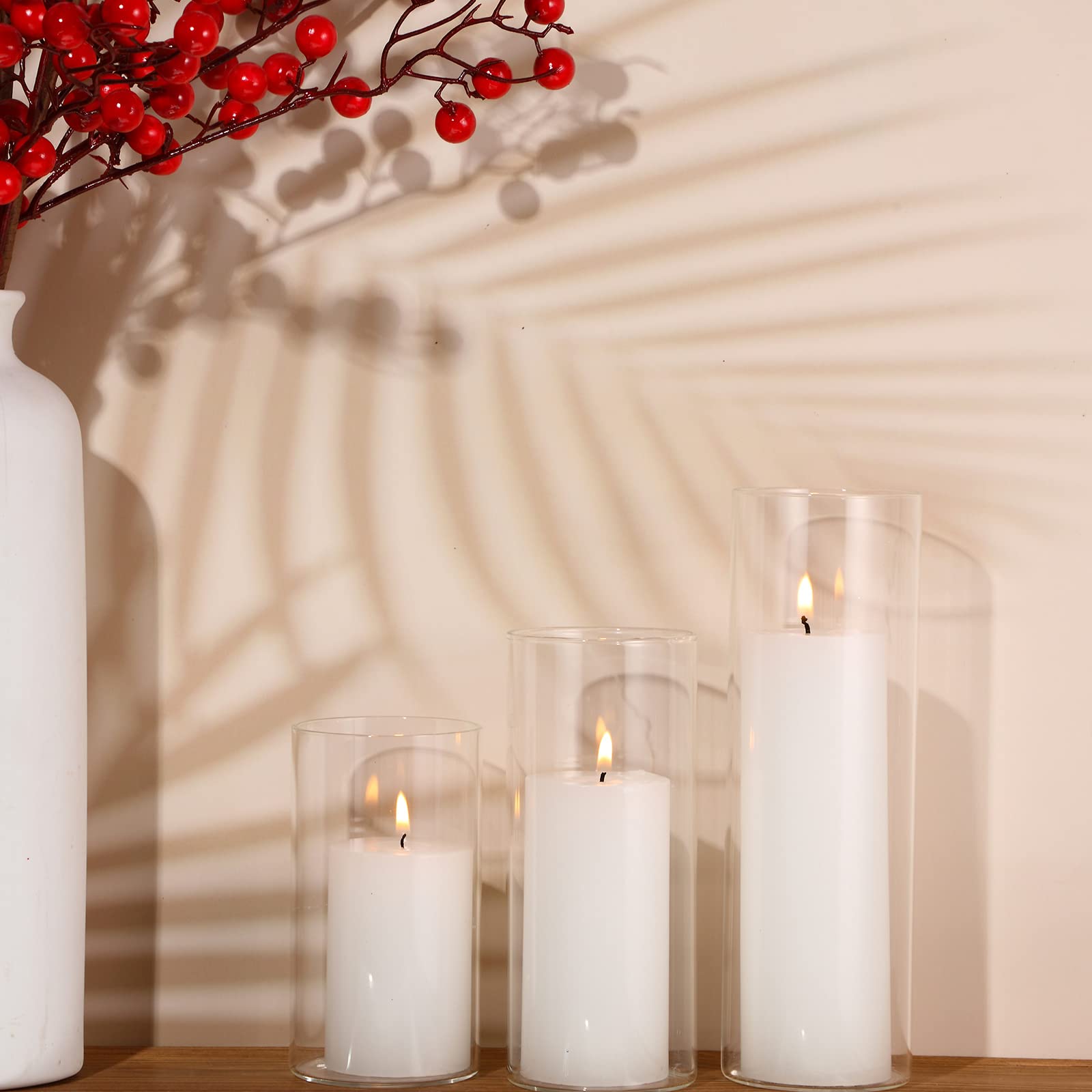 Shihanee 108 Pcs Pillar Candles with Glass Vases - Wedding & Home Decor