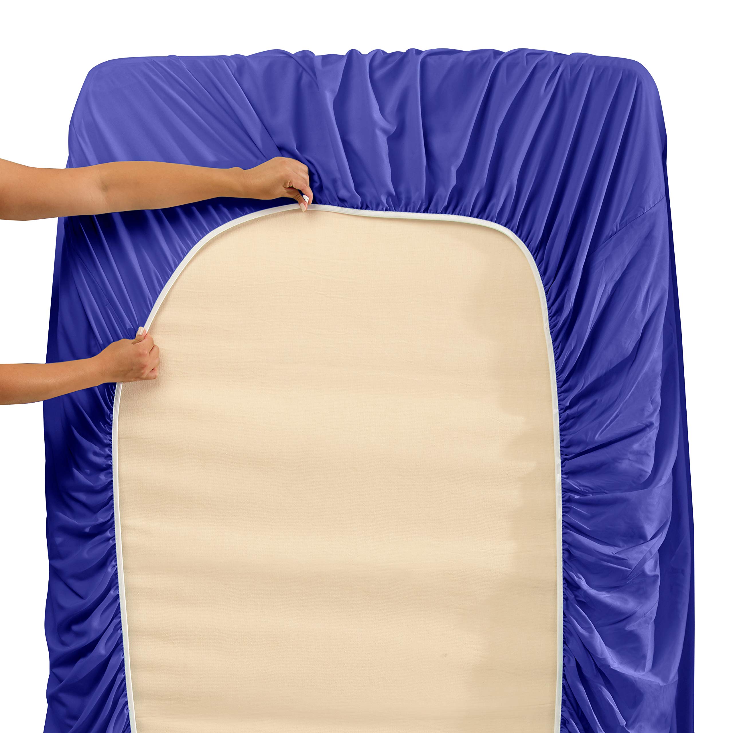 Premium 1800 Thread Count Clara Clark Bed Sheet Set - Twin Size Deep Pocket Fitted Sheet with Extra Pillowcases | Ultra Soft Luxury Bedding in Royal Blue | Perfect for Guest Rooms, Dorms & Cozy Sleep