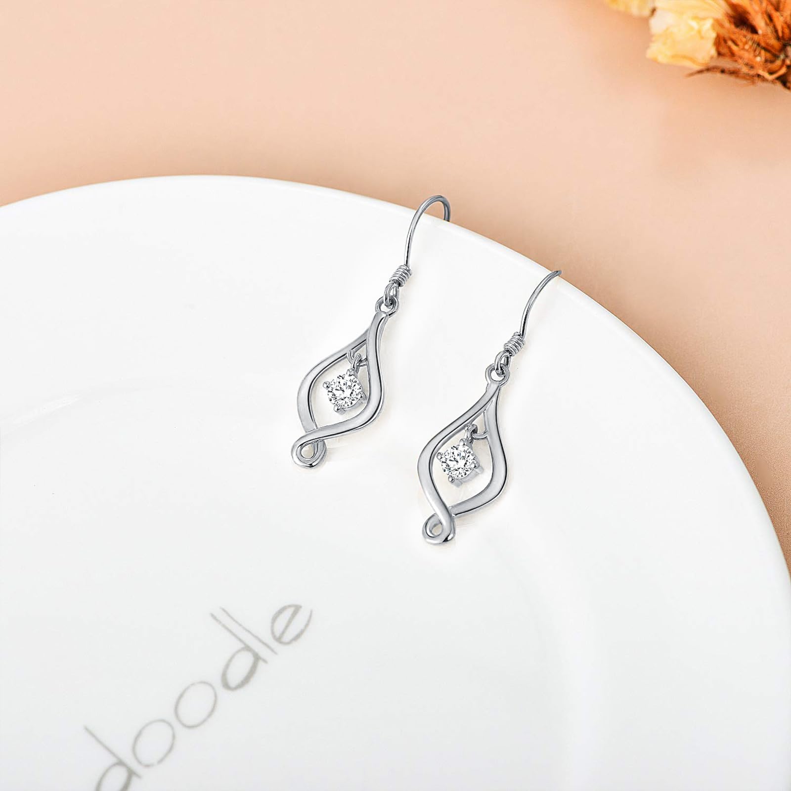 10K Solid Gold Infinity Drop Earrings for Women - Yellow & White Gold Moissanite Dangle Earrings - Elegant Birthday Gift for Wife, Mom, Anniversary - Perfect for Weddings, Date Nights & Special Occasions