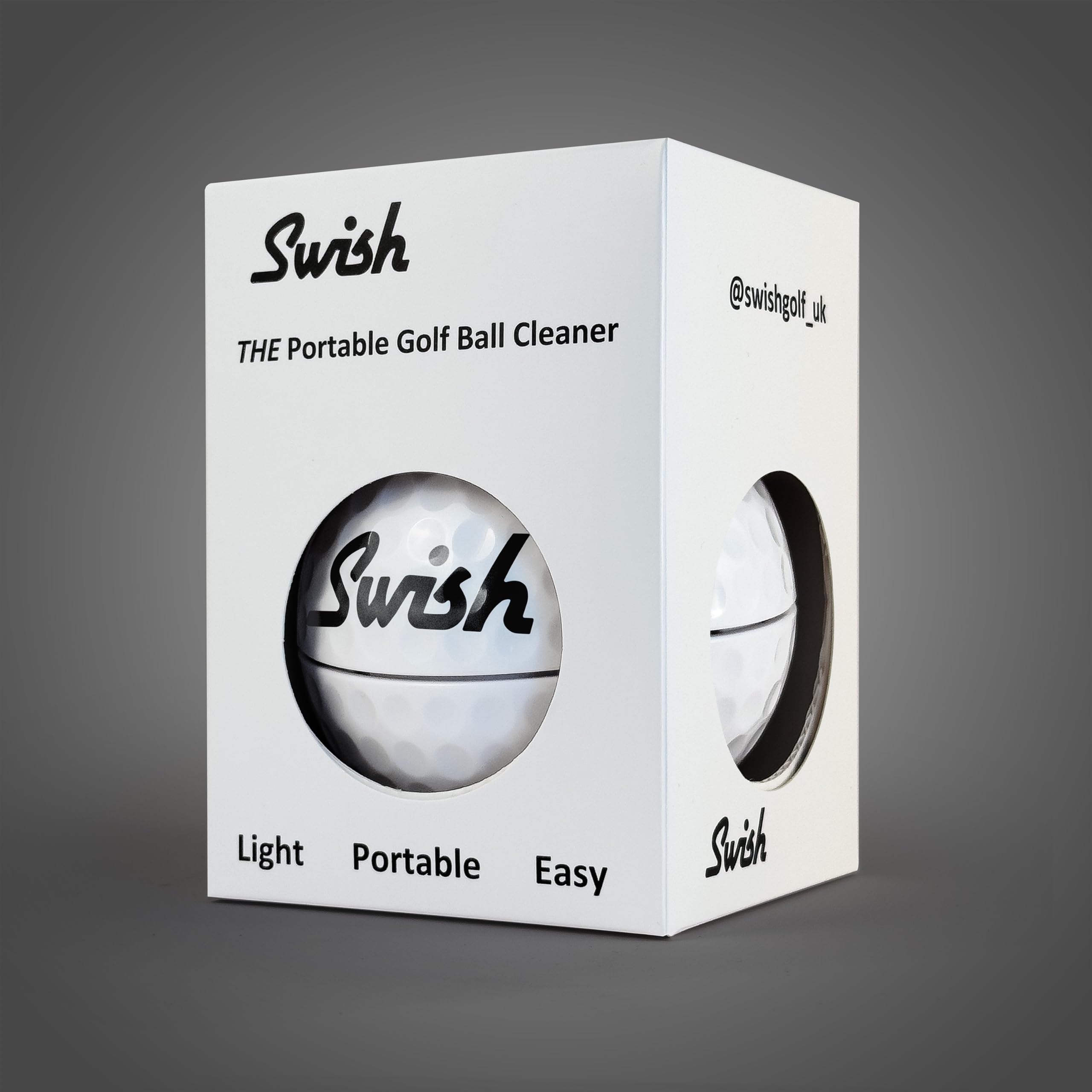 Swish Portable Golf Ball Cleaner – Clip-On Golf Accessory for Golf Bag or Cart – Best Golf Gift for Men & Women – Ideal for Driving Range & Course Play