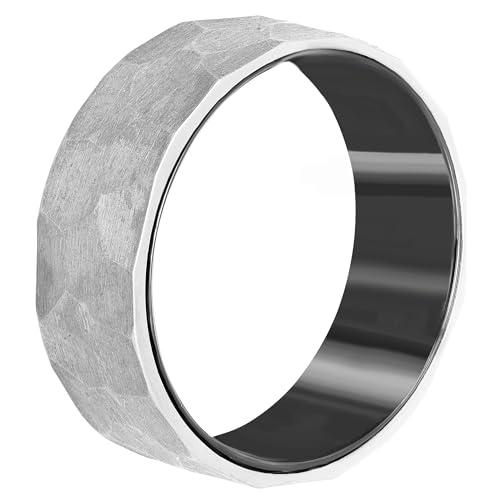 8mm Hammered Texture Black Center