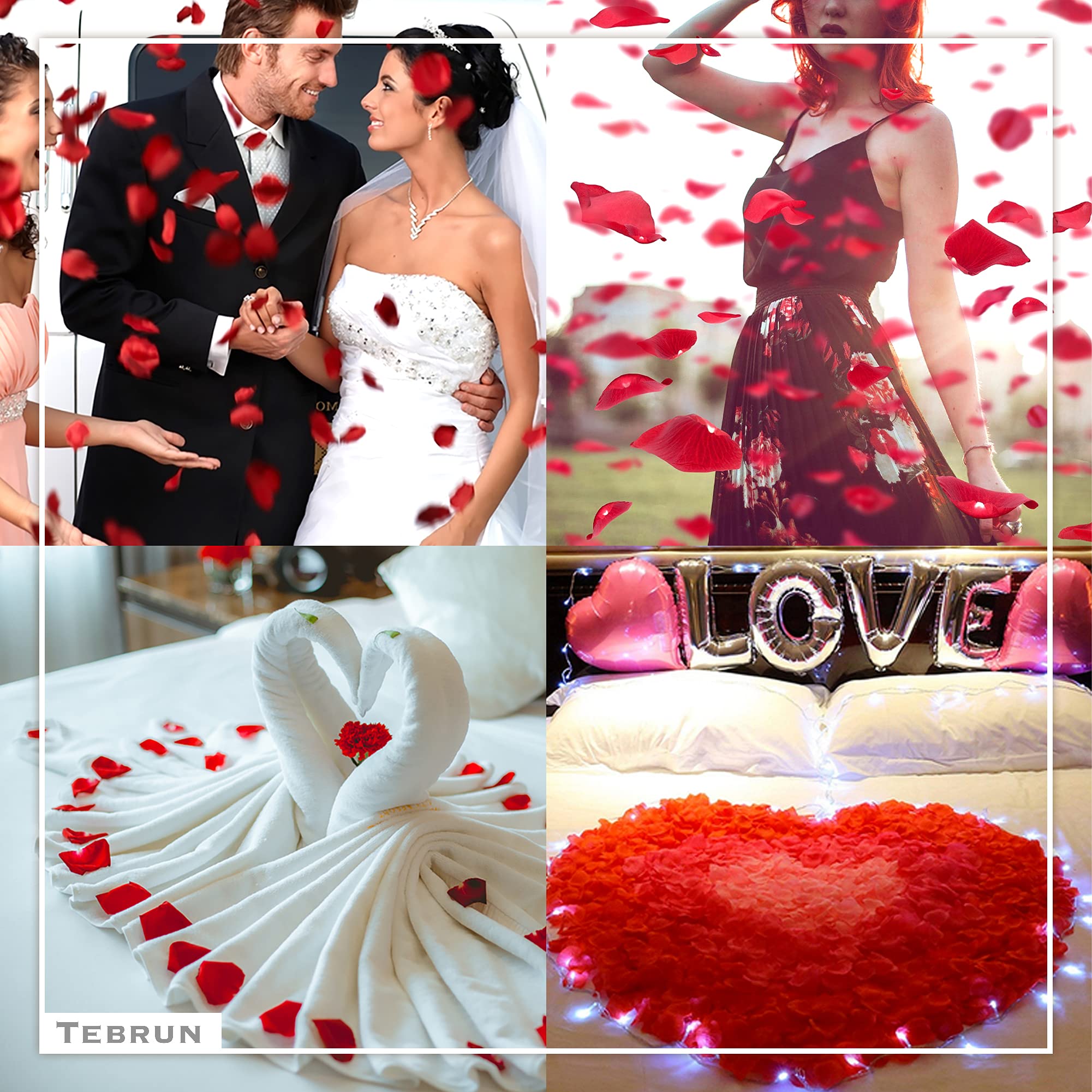 Premium Artificial Red Rose Petals - 500 Count for Romantic Decor, Wedding Proposal, Bedroom & Bathroom Scatter, Valentine's Day Decorations - Fake Flower Petals for Table Centerpieces, Aisle Walkways & Spa Bath Setup