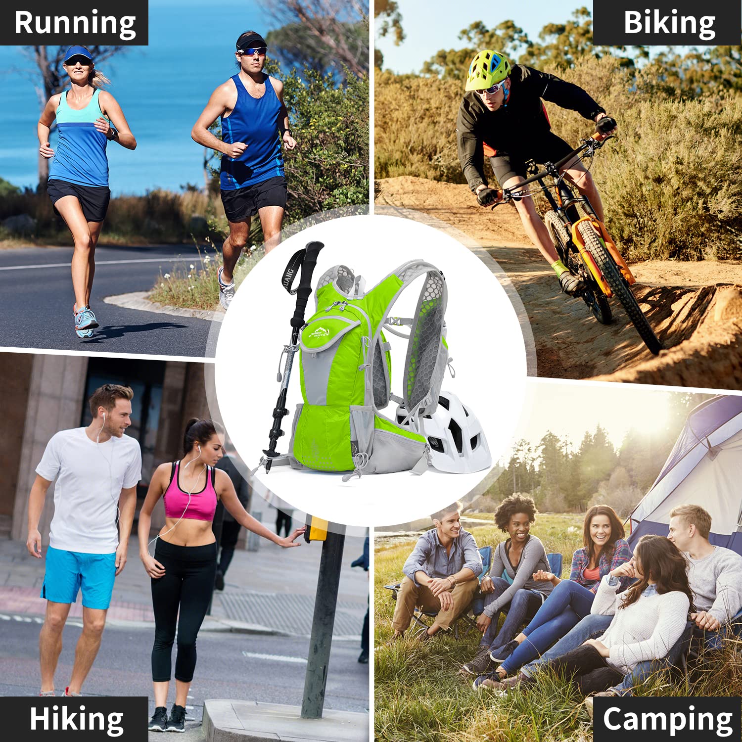 Lightweight Hydration Pack Backpack with 2L Leakproof Bladder - Running & Hiking Water Vest for Men & Women - Perfect for Outdoor Activities, Trail Running, Cycling & Camping