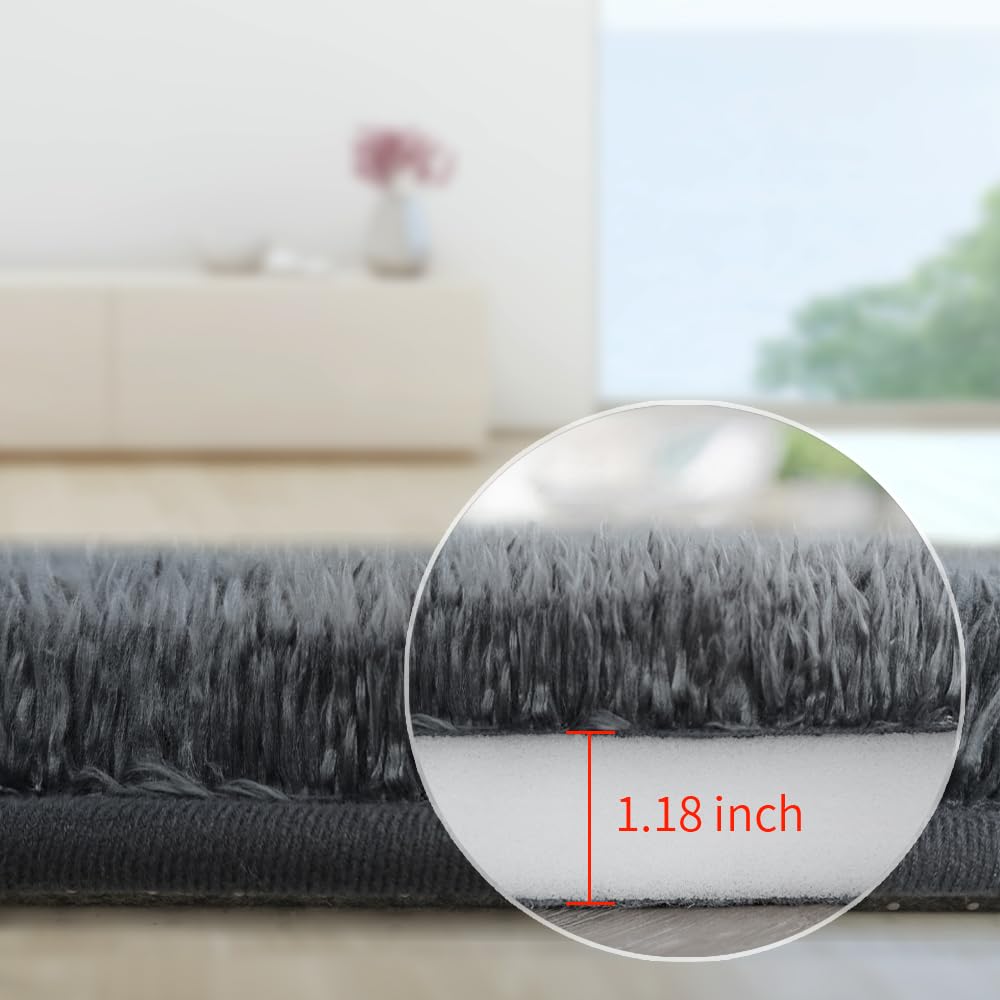 **ACOMOPACK Fluffy Shag Area Rug - Ultra Soft Memory Foam Non-Slip Kids Rug for Bedroom, Nursery & Living Room (3'28