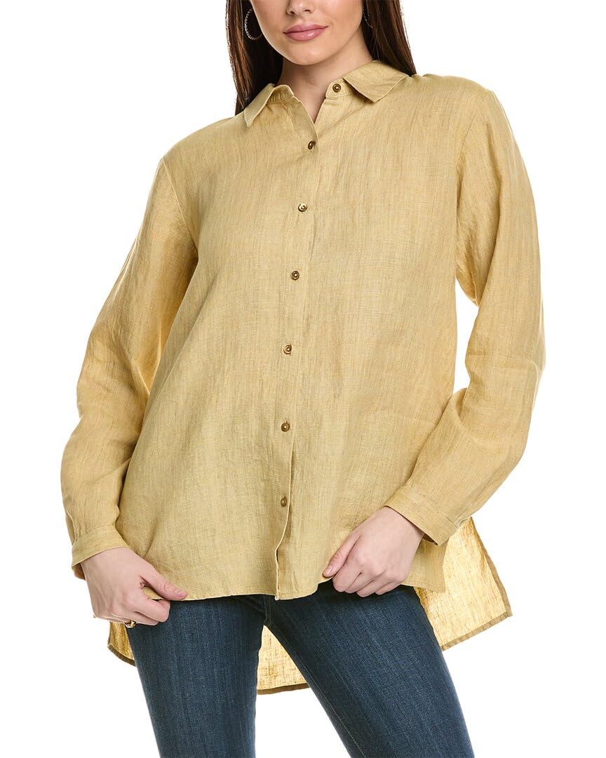 EILEEN FISHER Women's Classic Linen Shirt - Relaxed Fit Button Down Top for Summer, Work & Casual Wear | Breathable & Comfortable Linen Blouse for Office, Travel & Everyday Outfits