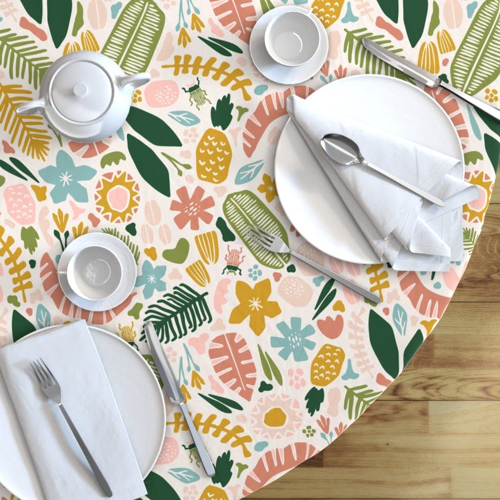Custom Tropical Adventure Geometric Floral Tablecloth - 70