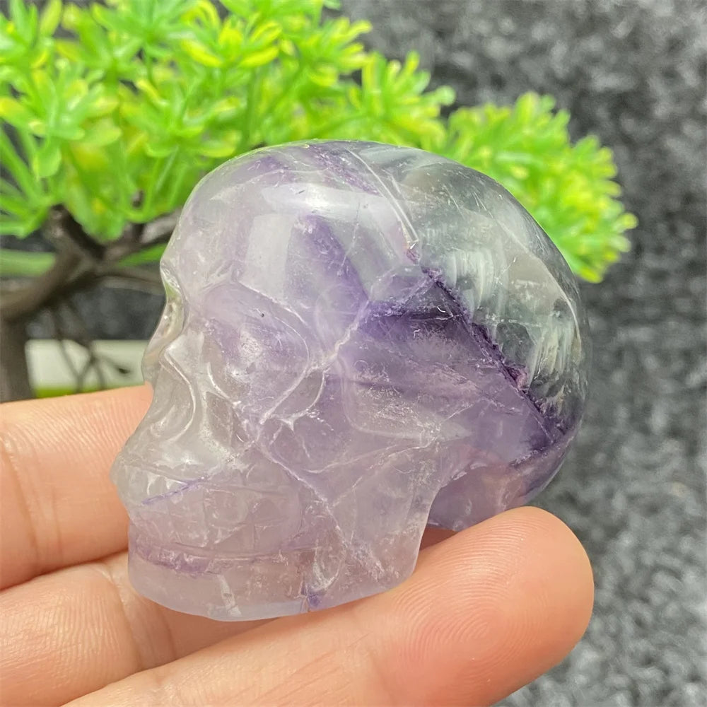 Natural Crystal Hand-Polished Carved Skull - Halloween Decor, Home Decor, Spiritual Healing Stone, Unique Holiday Gift for Collectors & Witches - Perfect for Altars, Meditation & Gothic Decorations