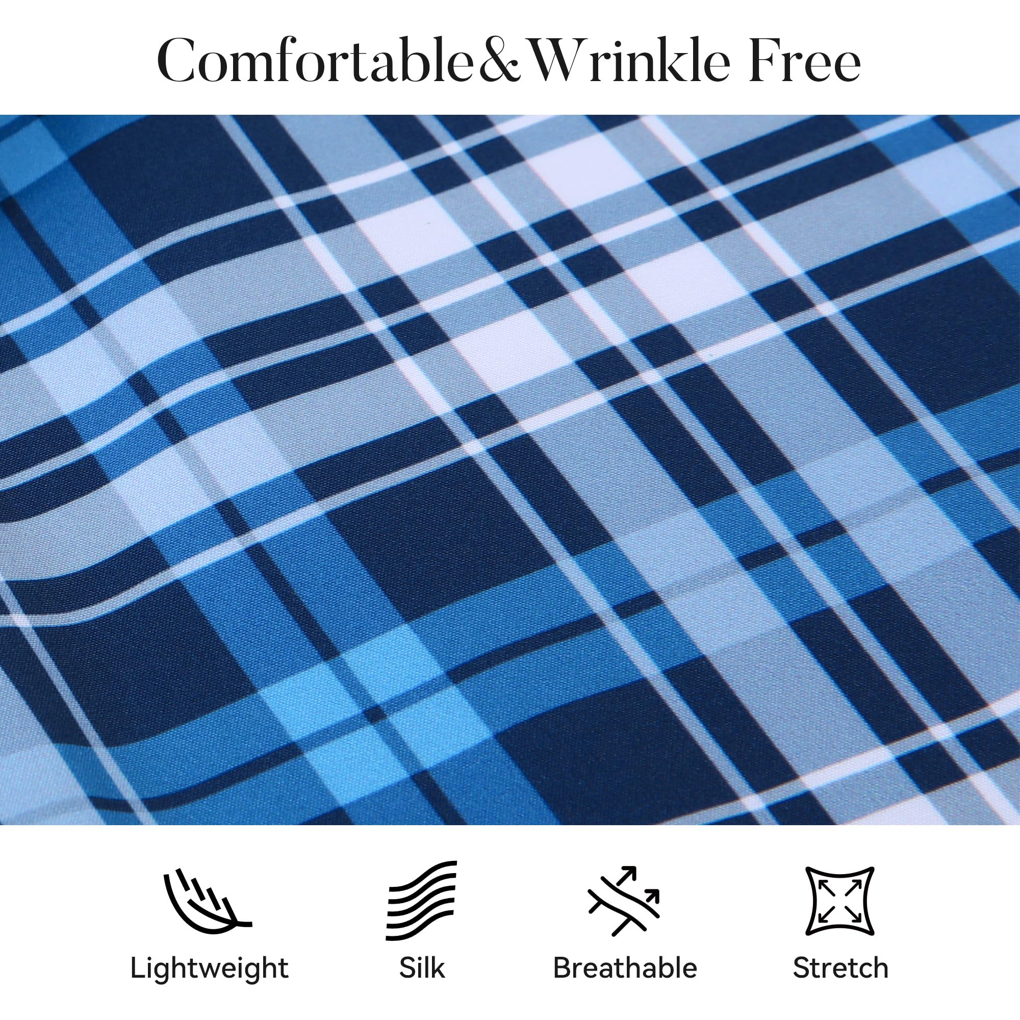Esabel.C Men's Wrinkle-Free Dress Shirts | Long Sleeve Button Down Business Shirts | Regular Fit Printed Office Shirt for Work & Formal Occasions
