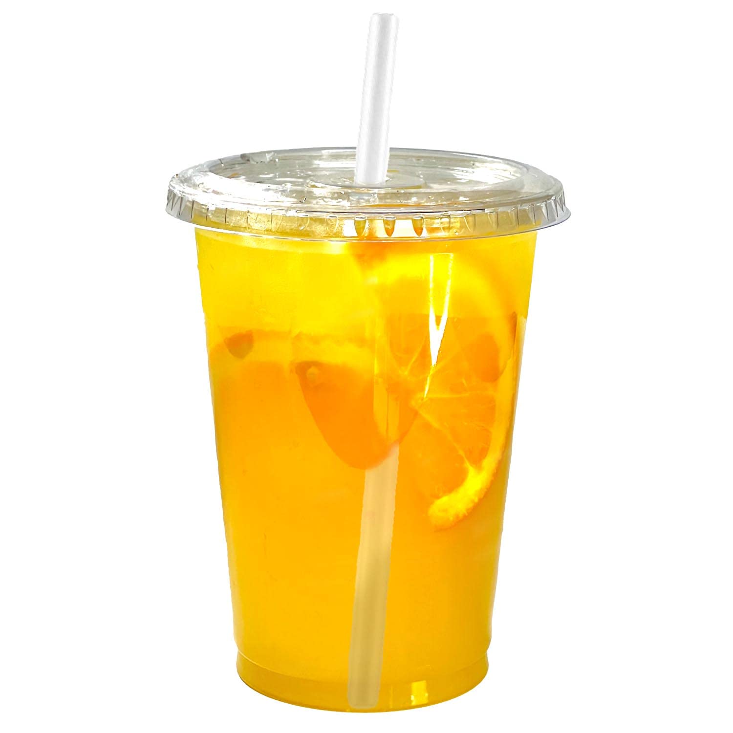 EcoQuality 14 oz Clear Plastic Disposable Cups with Lids & Straws - 500 Count PET Drinkware for Smoothies, Protein Shakes, Bubble Tea, Iced Coffee | Perfect for Parties, Cafes, Meal Prep & Takeout