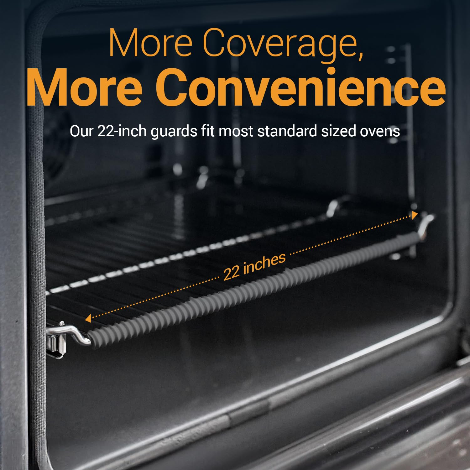 Linda's Essentials Silicone Oven Rack Shields (2 Pack) - 22 Inch Heat Resistant Oven Rack Protectors for Burn Prevention - Gray Kitchen Accessories for Baking, Roasting & Grilling Safety