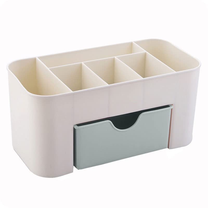 Aibulala Space-Saving Desktop Makeup Organizer with Drawers - Green Cosmetic Storage Box for Brushes, Lipsticks & Beauty Accessories | Perfect for Vanity, Bathroom & Travel