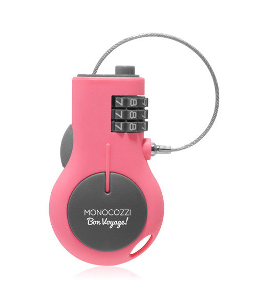 Monocozzi Bon Voyage 3-Digit Portable Retractable Travel Lock - Secure Luggage, Backpacks & Gym Bags for Airports, Hotels & Camping Trips
