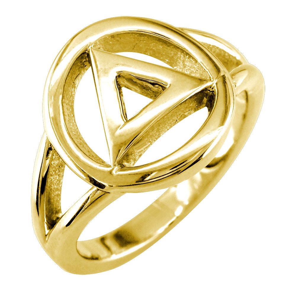 14K Yellow Gold Sobriety Ring for Men & Women - AA Alcoholics Anonymous Recovery Jewelry - Perfect for Celebrating Milestones & Daily Wear