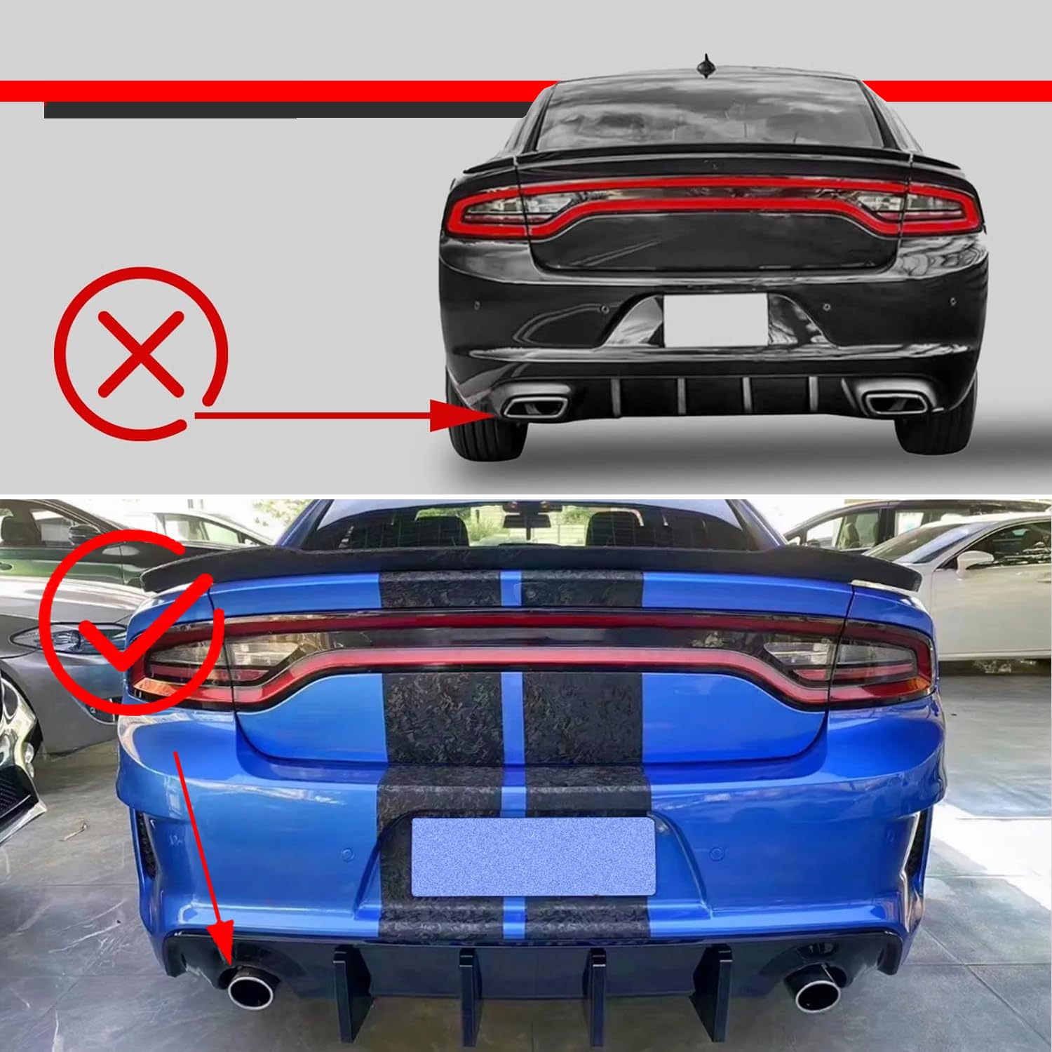 2015-2023 Dodge Charger SRT Rear Diffuser Valance Lip - Non Widebody Model | Carbon Fiber Bumper Upgrade | Perfect for Street Racing & Car Shows