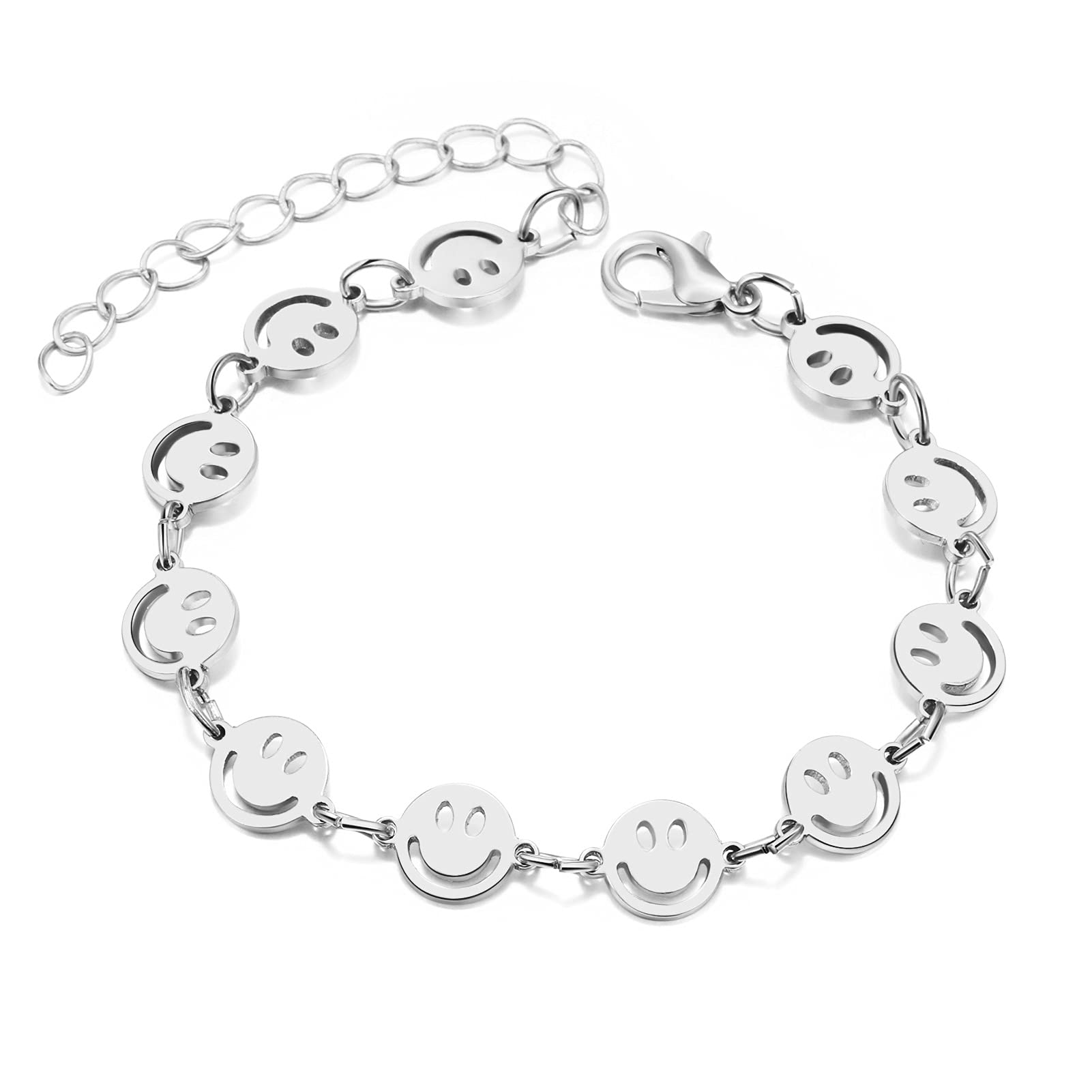 Smiley Face Bracelet for Women - Cute Gold Smiley Charm Friendship Bracelet, Funny Fashion Jewelry Gift for Best Friends, Birthday, Party & Everyday Wear