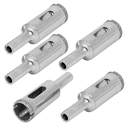 14mm Diamond Coated Glass Hole Saw Drill Bit Set - 5pcs Round Shank for Precise Glass Cutting | Perfect for DIY Projects, Mirror Installation & Bathroom Tile Work