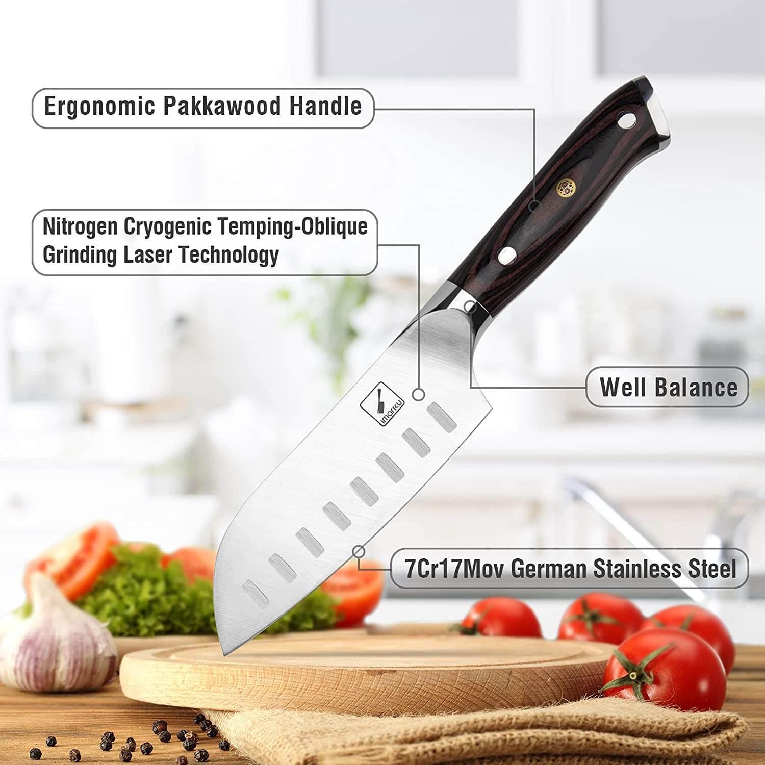 Premium Santoku Knife 5-Inch - Ergonomic Design for Small Hands, Ultra-Sharp Blade for Precise Thin Cuts - Perfect for Sushi, Vegetables & Delicate Kitchen Tasks